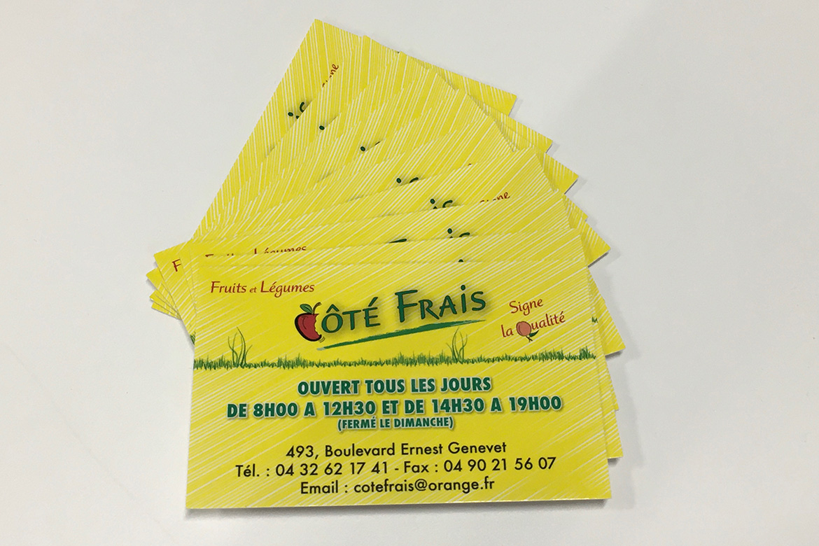 Cartes de visite du magasin Côté Frais à Châteaurenard